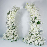 Aperturee - Aperturee Set of 2 White Flower Horn Arch Decor For Wedding
